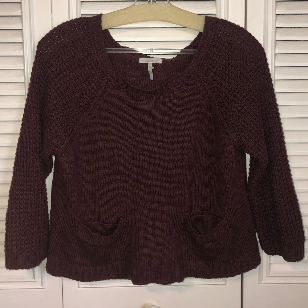 Maroon Knit Sweater with 2 Front Pockets